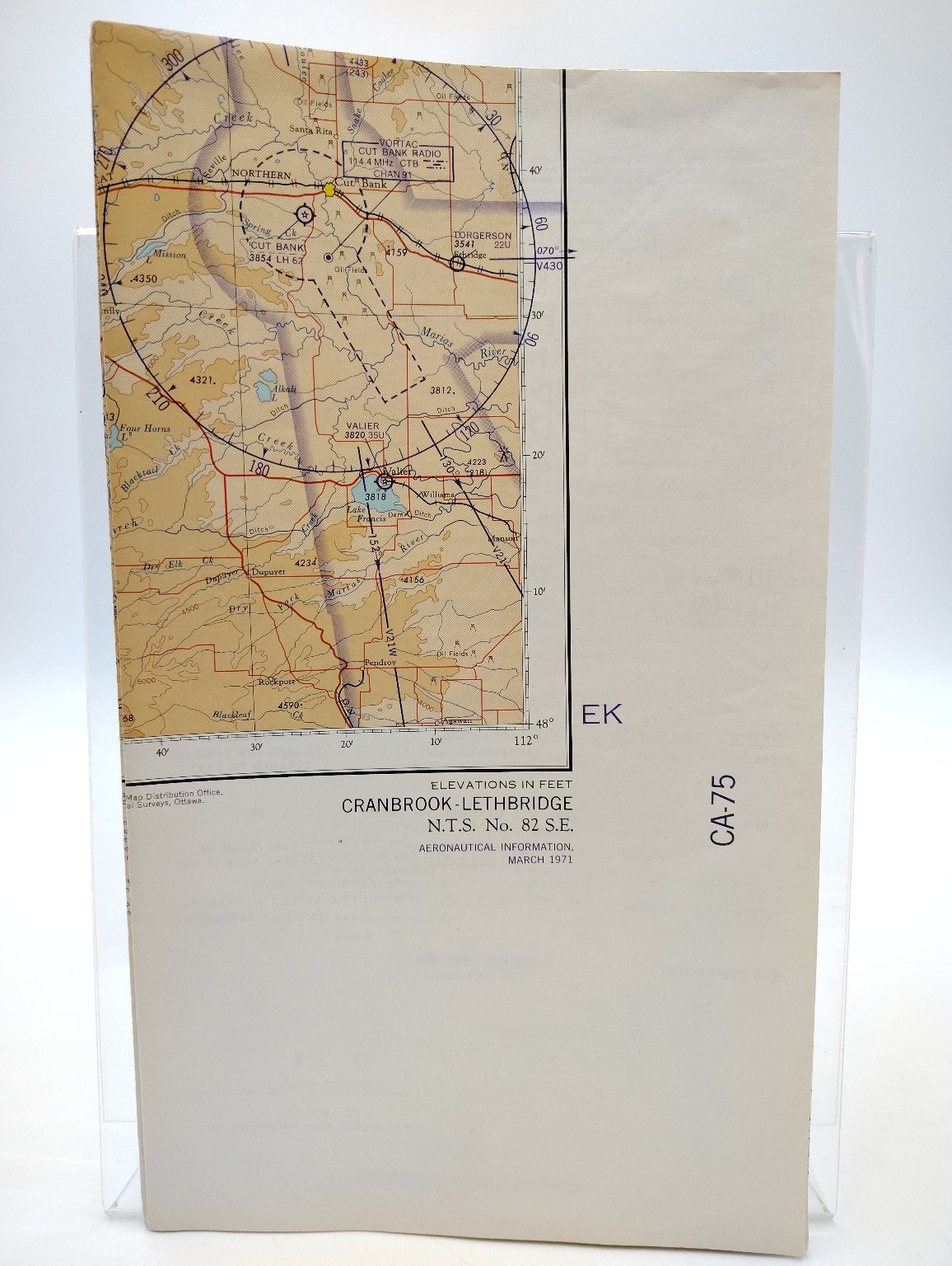 Vintage Canada Aeronautical Chart Map Cranbrook Lethbridge NTS 82 S.E. 1971