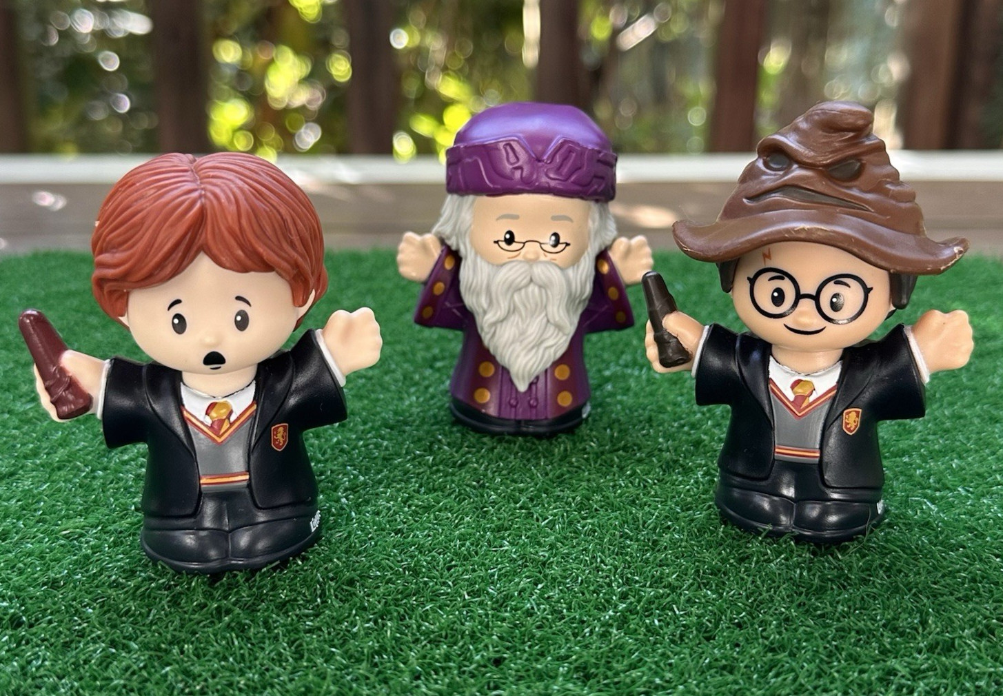 3 Fisher Price Little People Harry Potter Sorcerer's Stone Dumbledore Ron Harry 3 Fisher Price Little People Harry Potter Sorcerer's Stone Dumbledore Ron Harry