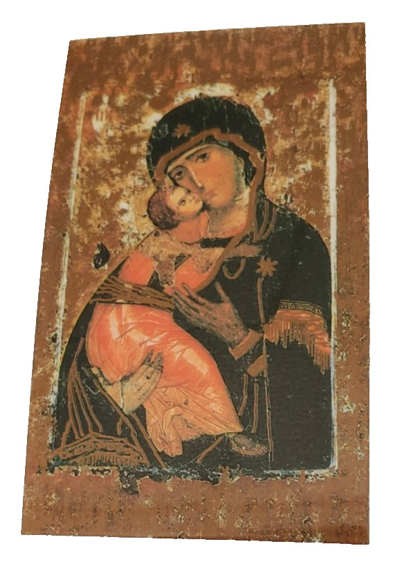 Theotokos of Vladimir Byzantine icon laminated Card 5.5x3.5 inch