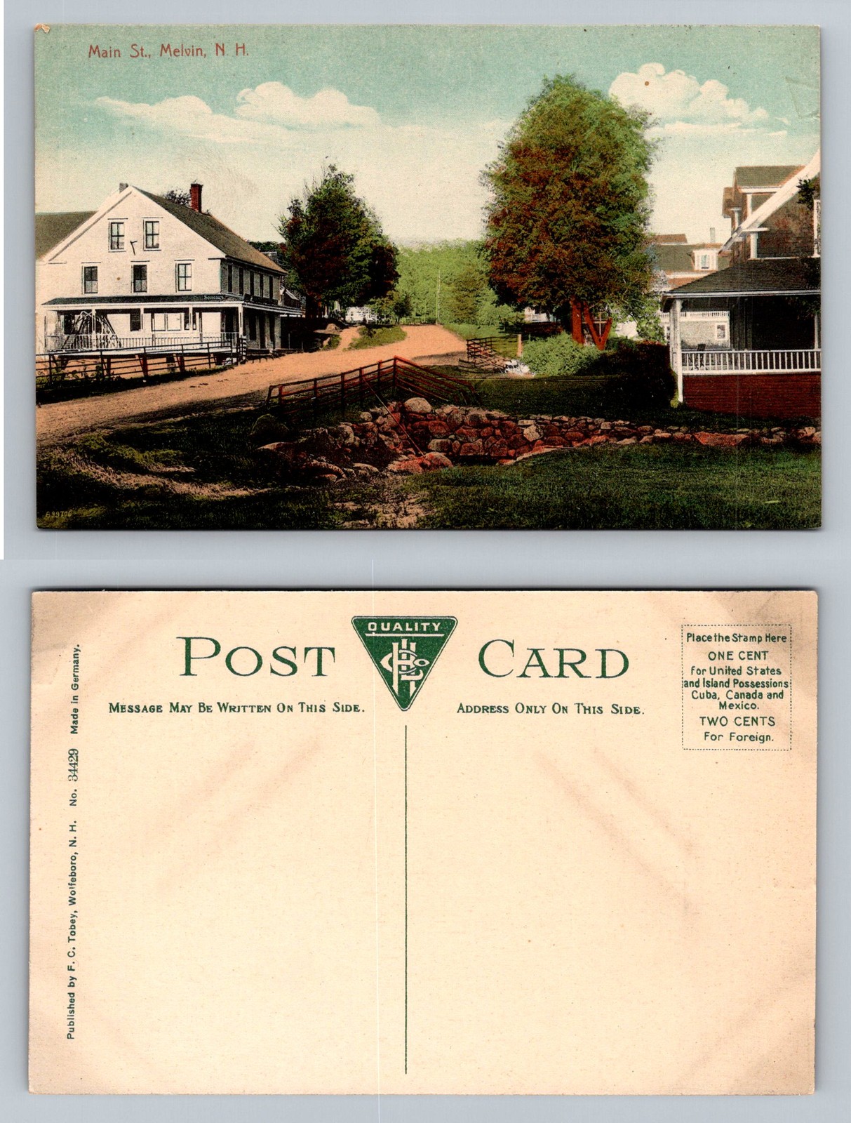 Melvin, NH-New Hampshire, Main Street Village Scene, Old Postal Vintage Postcard