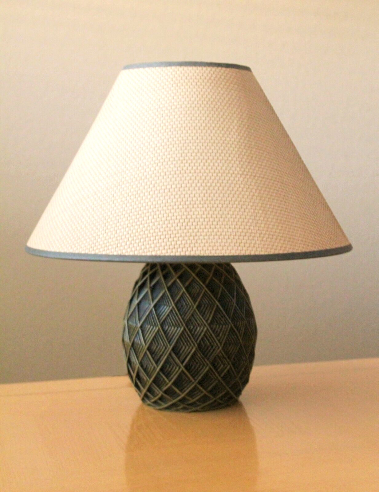 GORGEOUS MCM SCULPTURAL FAUX RATTAN LAMP VTG 60'S 70'S TABLE LIGHT MID CENTURY
