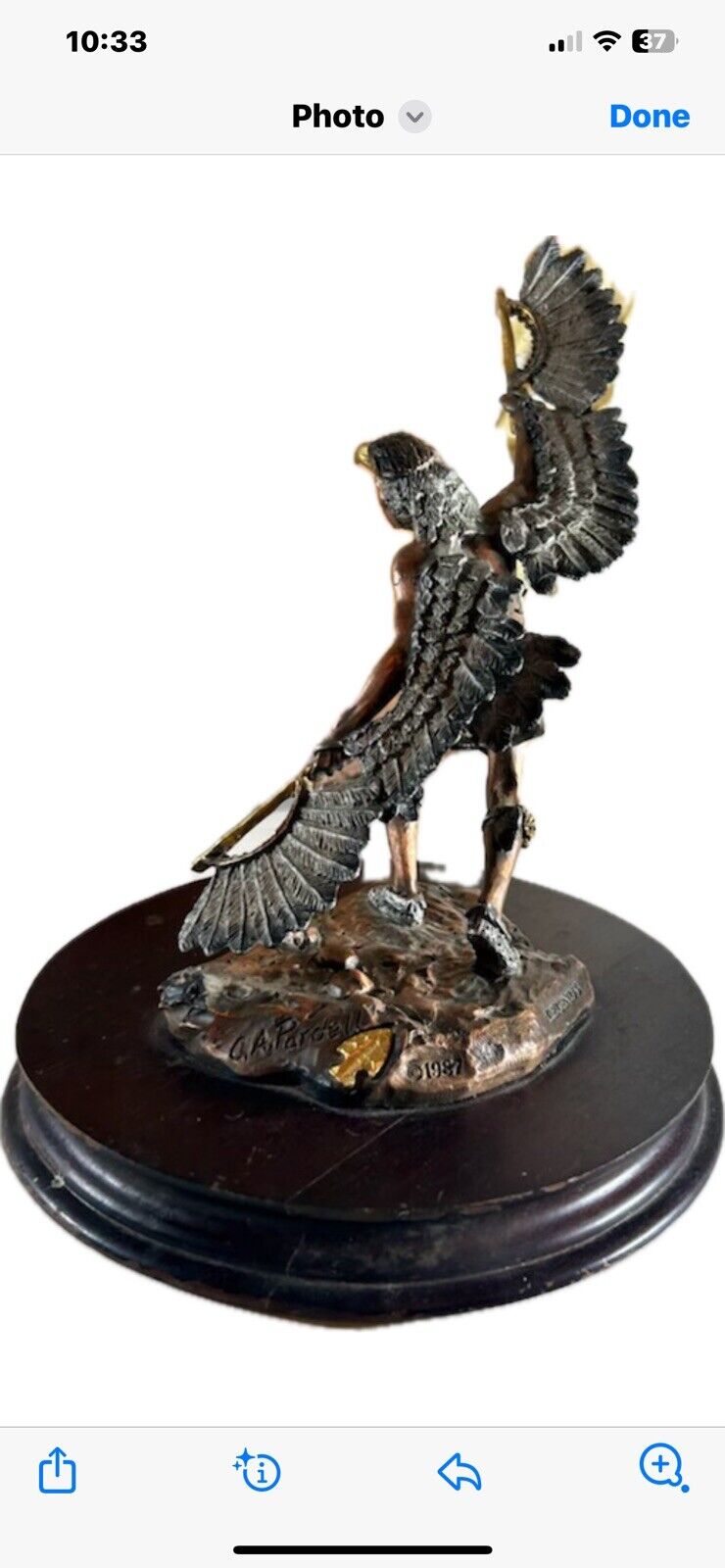 Legends Eagle Dancer Bronze Sculpture By C.A. Purdell #1128/2500 