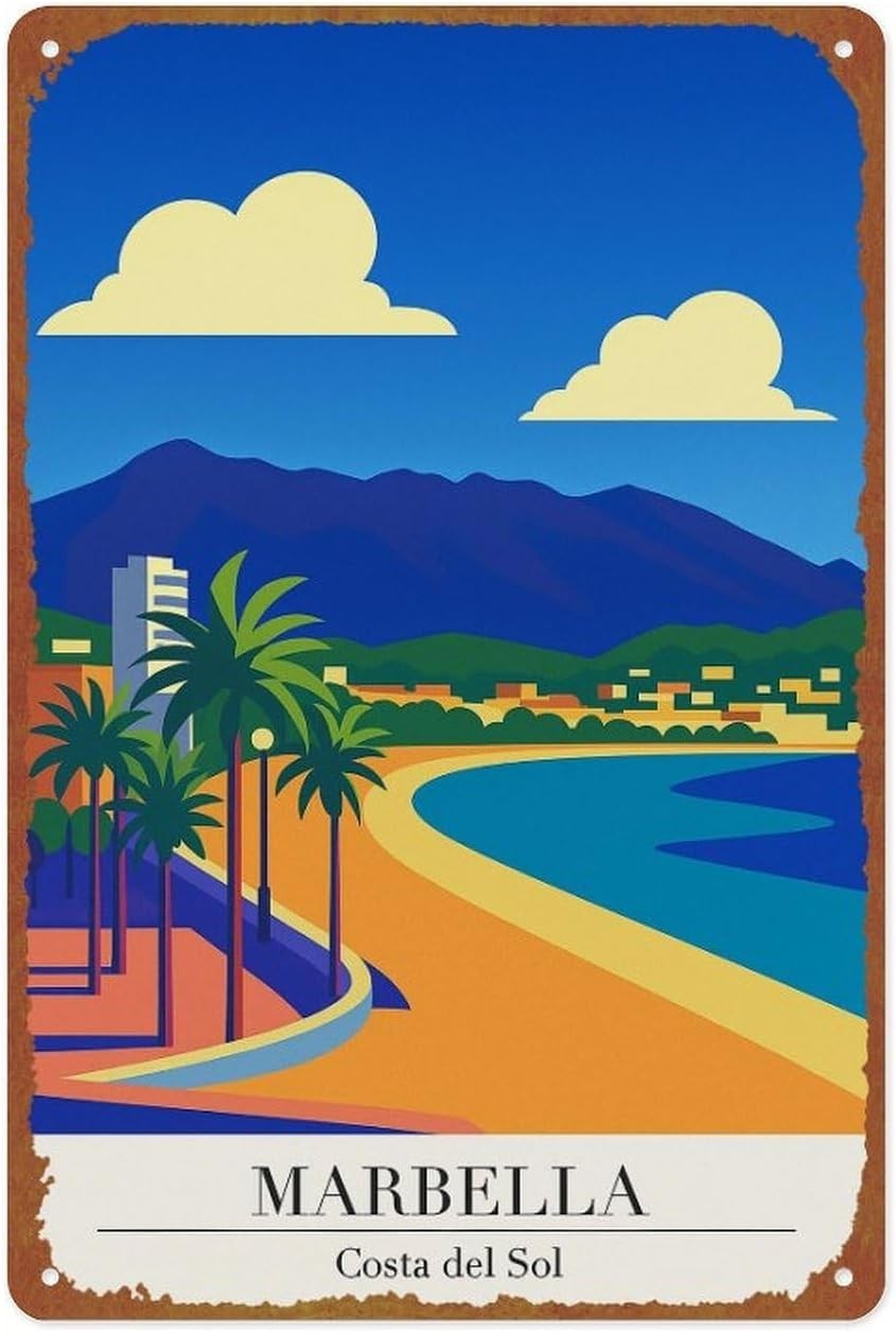 Marbella Costa Del Sol Landscape Poster Tin Metal Signs Home Décor 8x12 Suitable