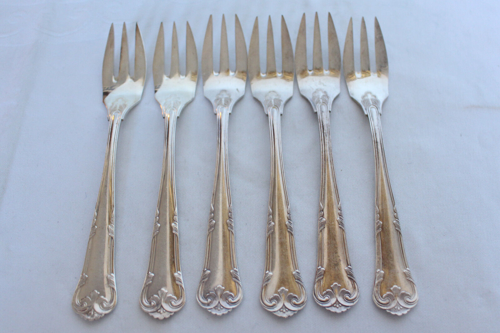 6 Beautiful Old Cake Forks From Denmark From 830er Silver Real Silver #11150