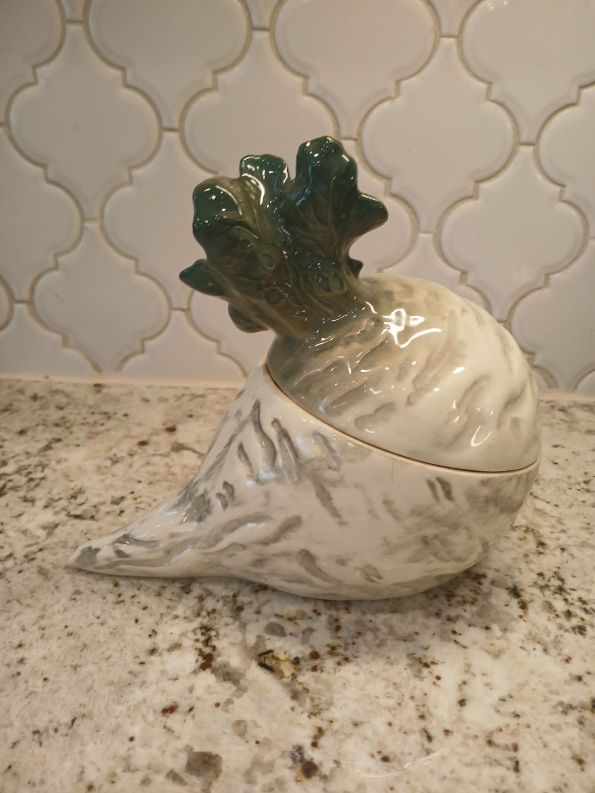 Vintage Ceramic  TURNIP  Shape Storage Container  MADE IN CZECHO SLOVAKIA  LG
