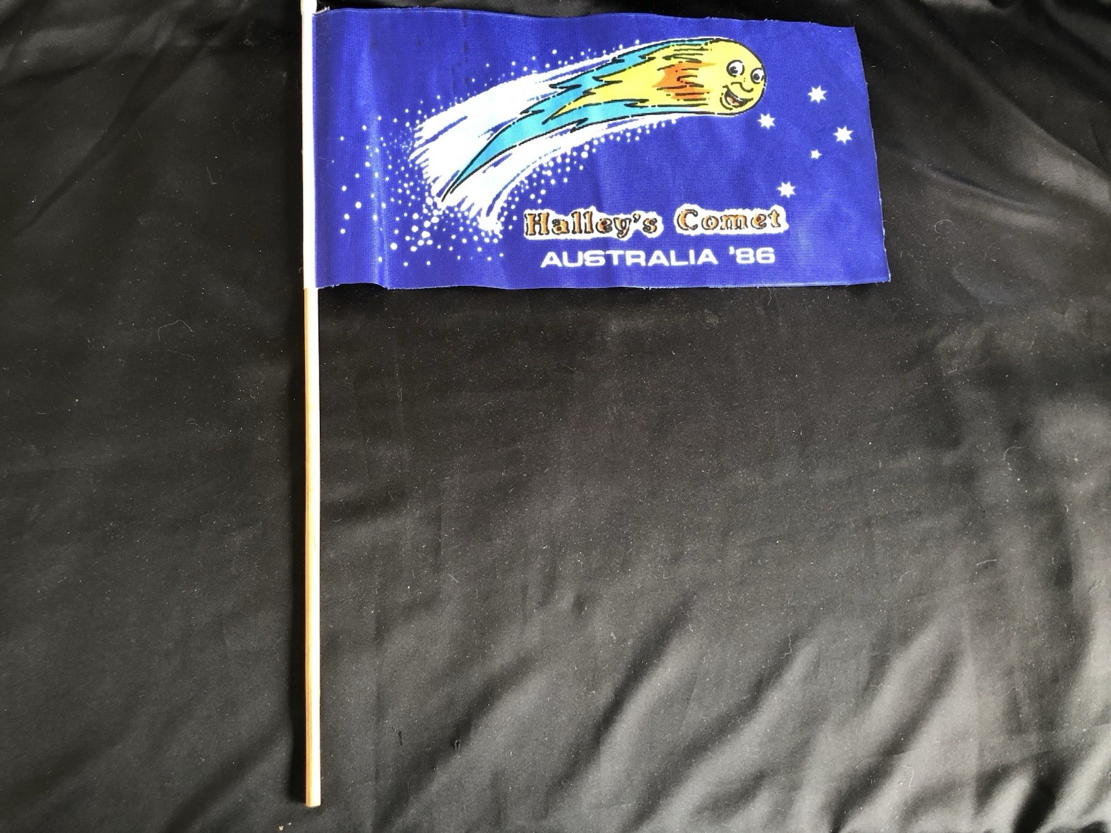Halley’s Comet Australia ’86 Collectable Flag on Stick, 1980s