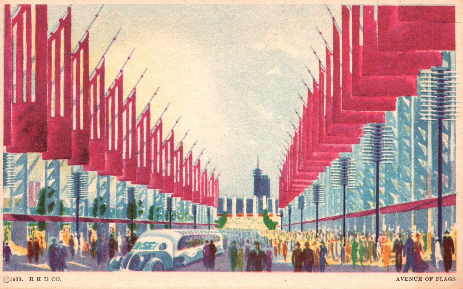Vintage Postcard 1910\'s Avenue Of Flags The Rueben H. Donnelley Corporation