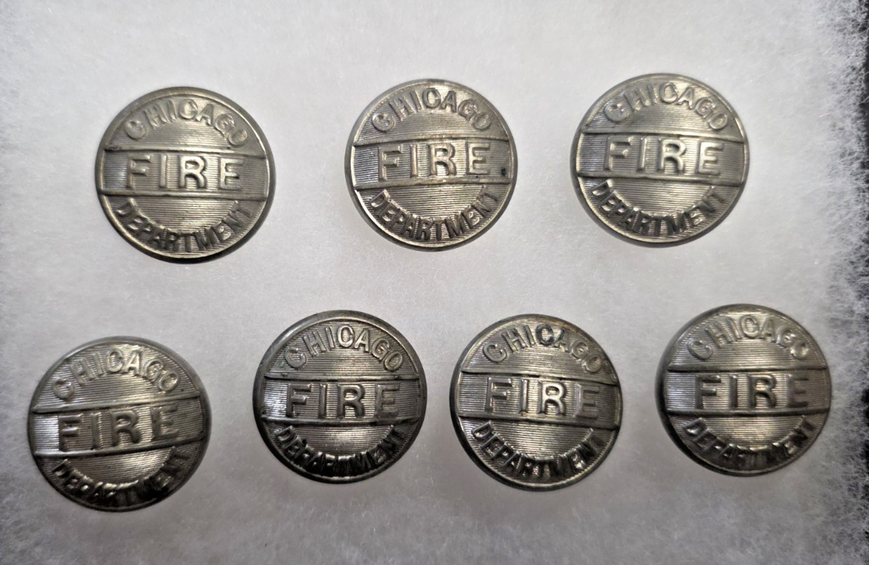 Lot of 7 Vintage Chicago Fire Department Buttons