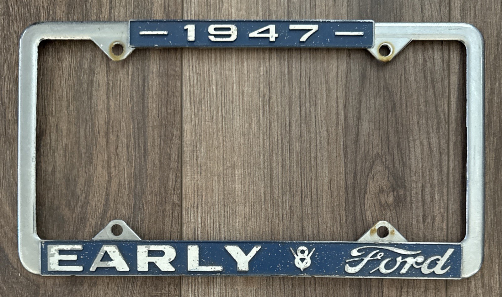 VTG 1947 Early V8 Ford License Plate Frame (Metal)