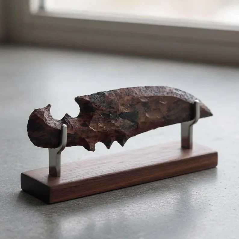 Natural Mahogany Obsidian Blade Red Black Stone Collectible Knife