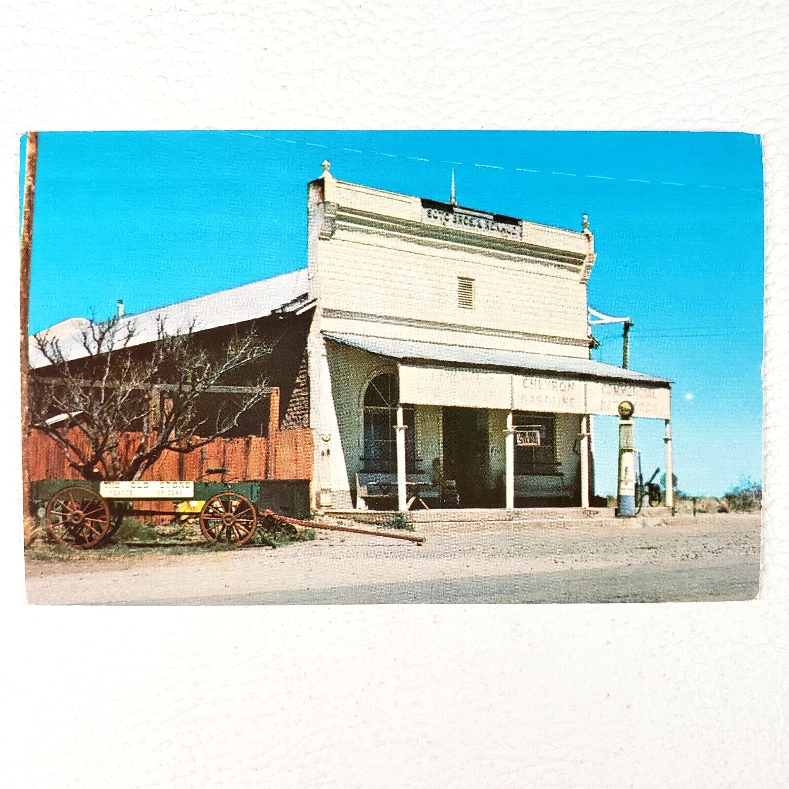 Pearce Arizona General Store Postcard 1950s Ghost Town Trail Gas Pump Wagon K67