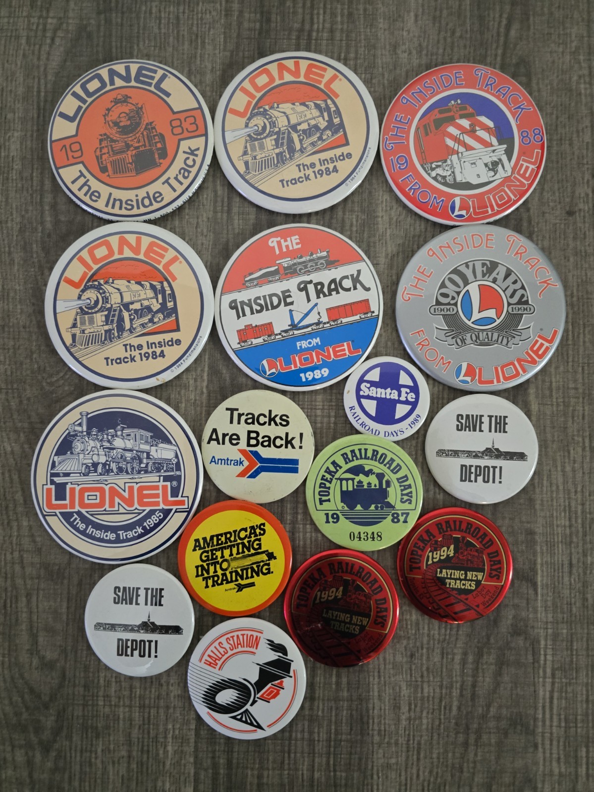 Vintage Lionel Railroad Pinback Button Lot 1980s Inside Track Train Amtrak