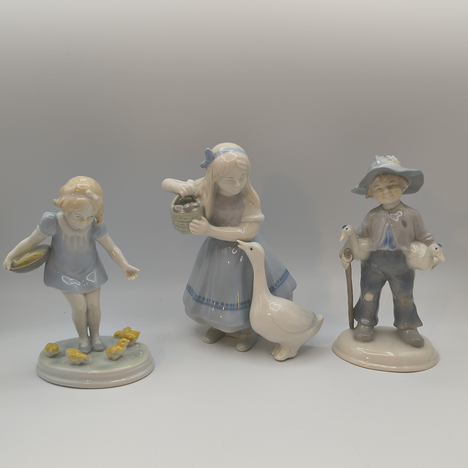 3 Vtg Metzler Ortloff Girl Boy Goose Chicks Porcelain Figurines 1970s E Germany 3 Vtg Metzler Ortloff Girl Boy Goose Chicks Porcelain Figurines 1970s E Germany
