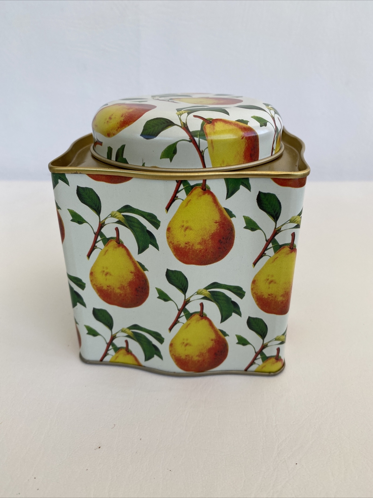Small Square Tin Box With Lid Pear Fruit Craft Storage China 4.5