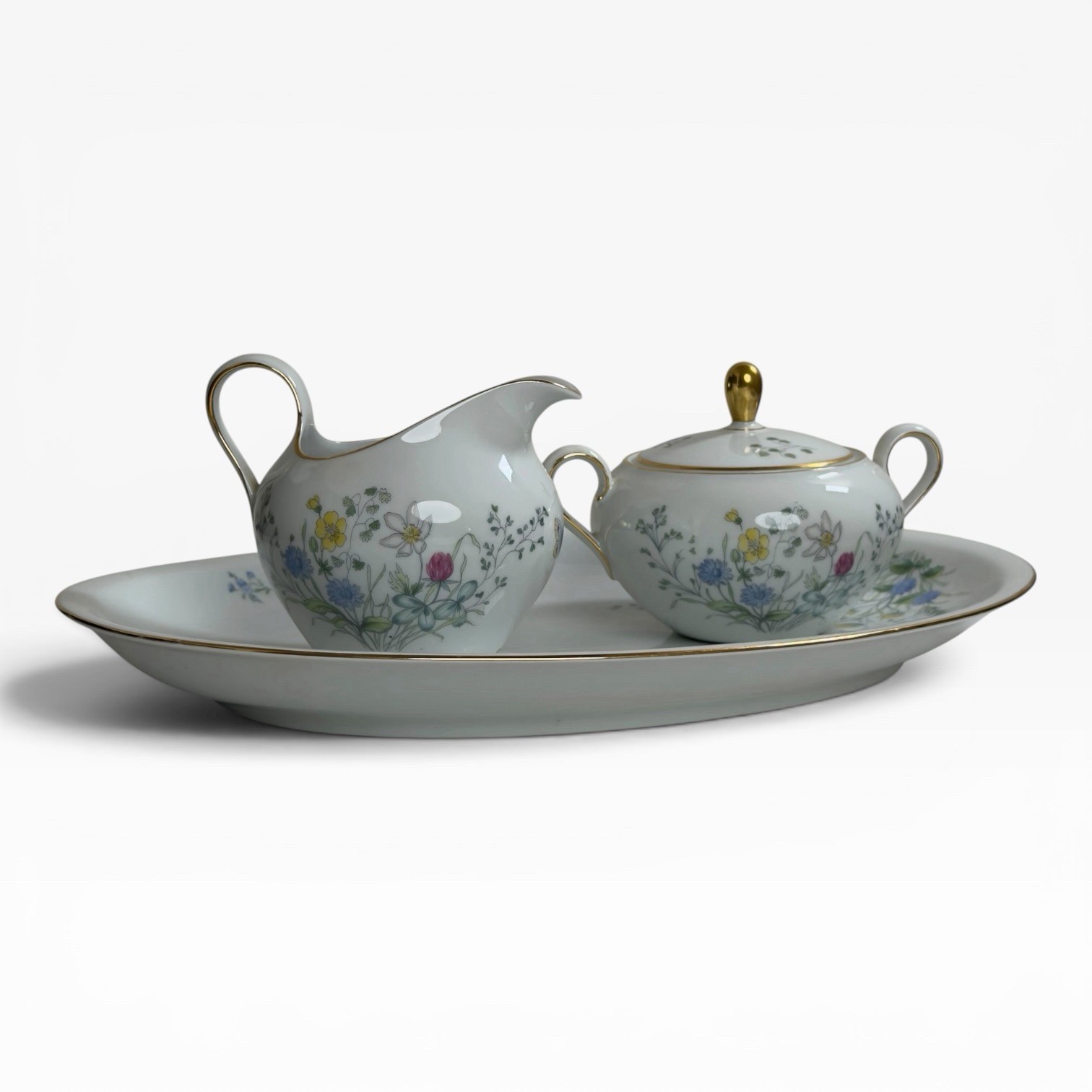 Vintage Seltmann Weiden Bavaria Liane Porcelain Creamer Sugar Tray Set 1960s