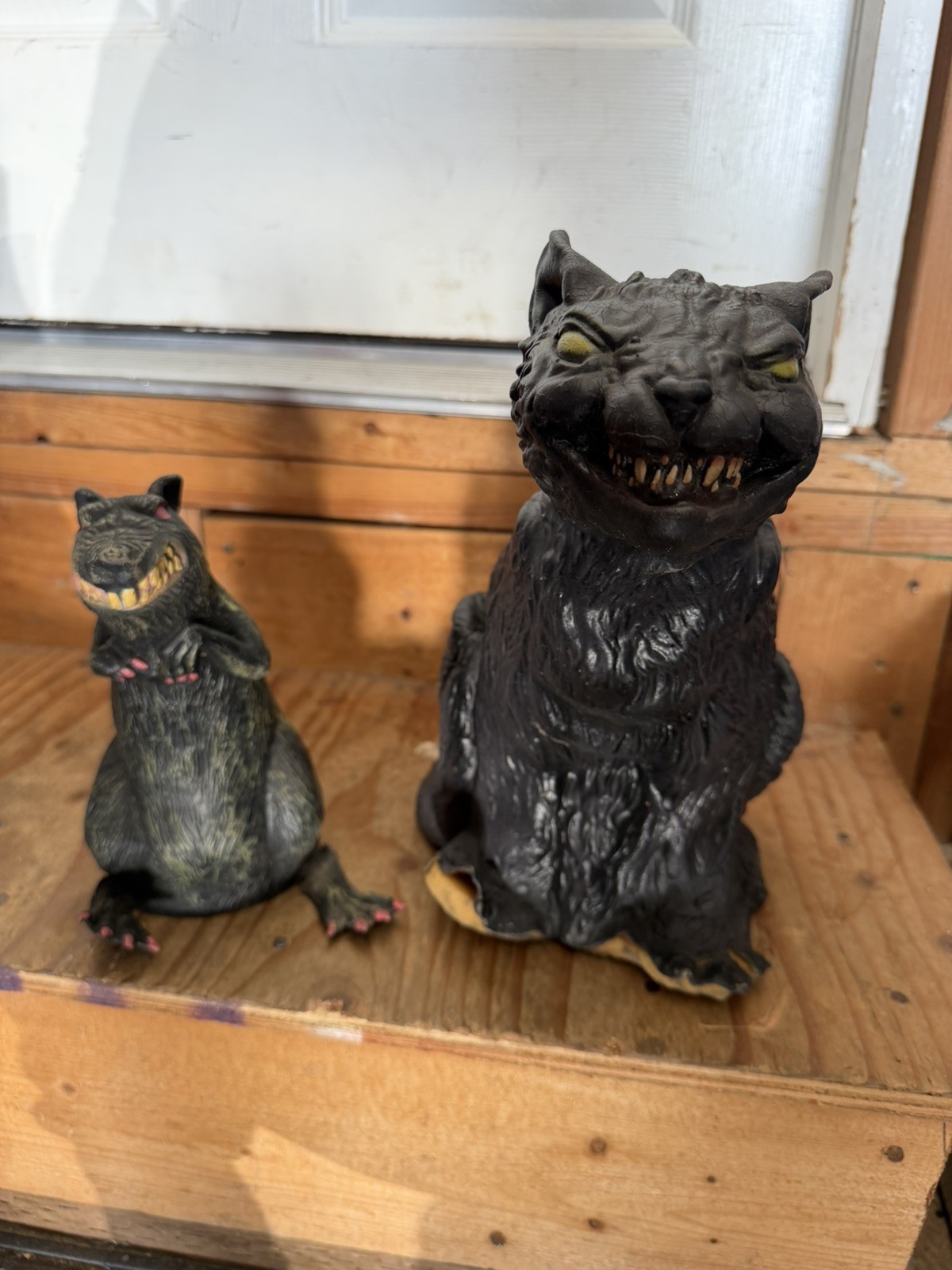 Vintage Rubber Halloween Cat & Rat 11, Foam Filled Creepy Decor
