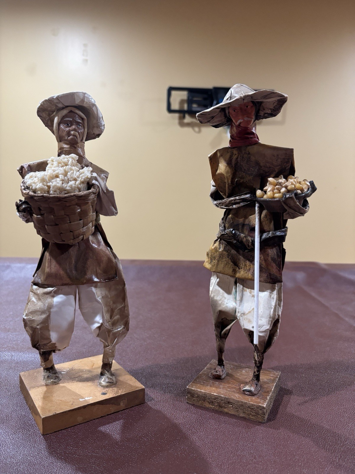 Rustic paper Figurines Set of 2 Handmade - Unique Features