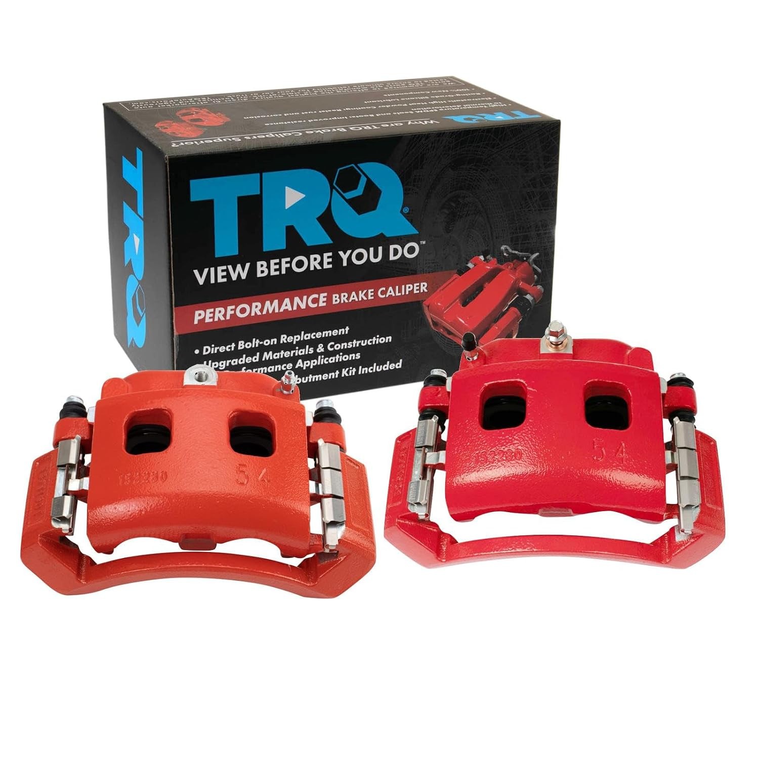 TRQ Performance Painted Red Front Brake Caliper Set for Cars