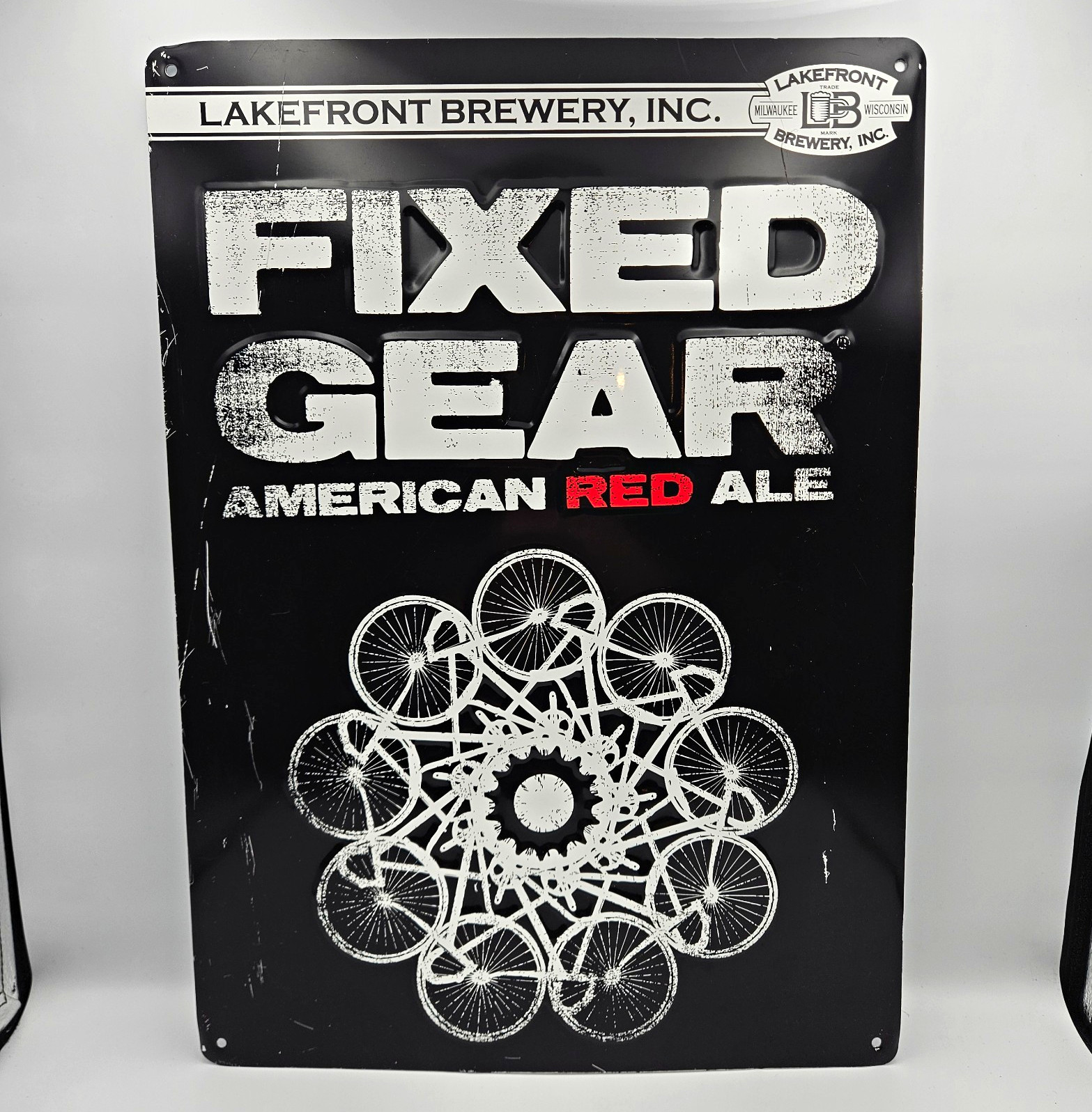 Lakefront Brewery Fixed Gear American Red Ale Metal Tin Sign 20x14.5 Bar Decor