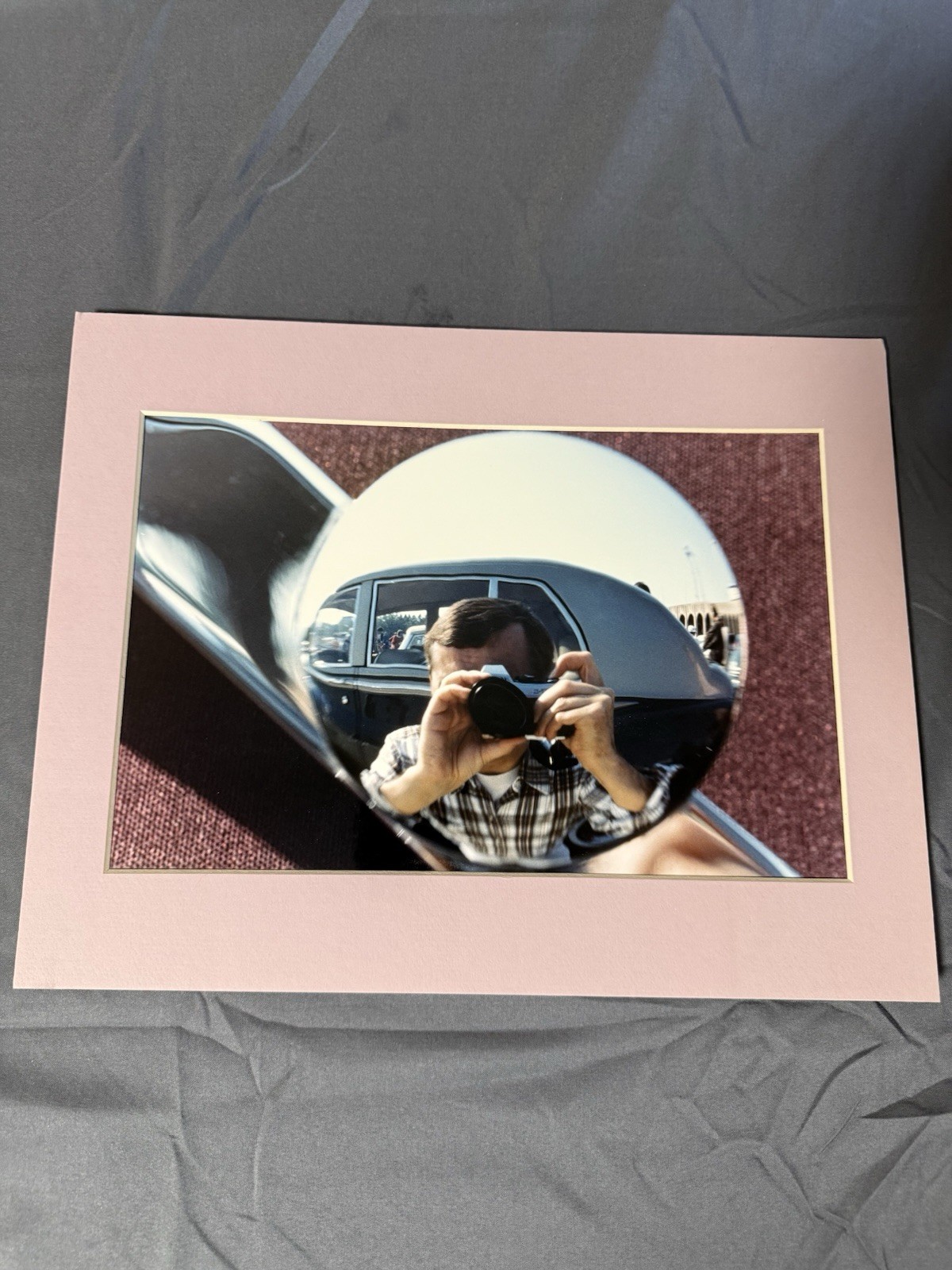 Vintage Car Chrome Reflection Photo Print 12x8 Matted Photographer Self-Portrait