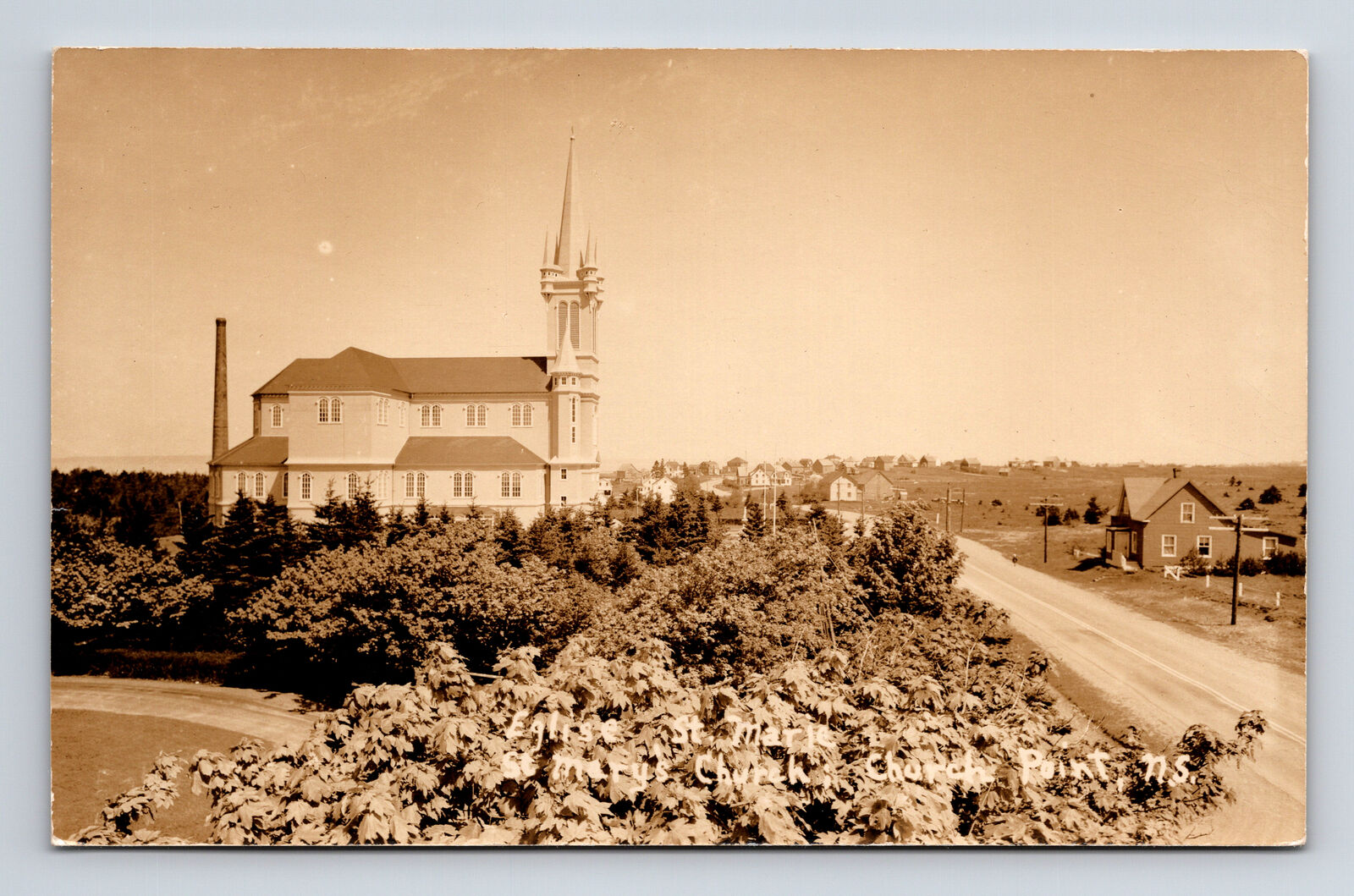 RPPC Eglise Sainte-Marie Church Church Point Nova Scotia Canada Postcard