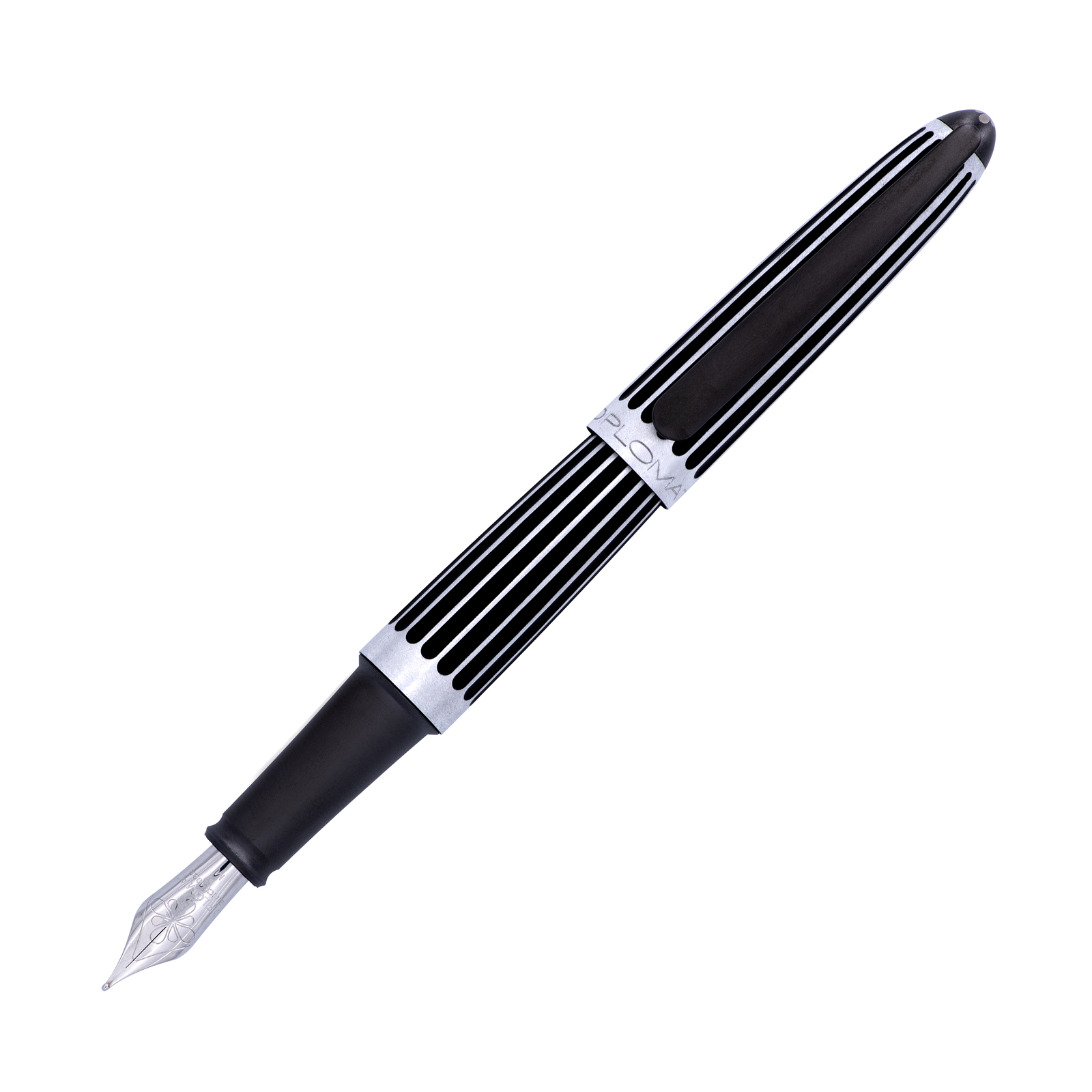 Diplomat Aero Fountain Pen in Stripes Black - Medium Point - NEW in Original Box