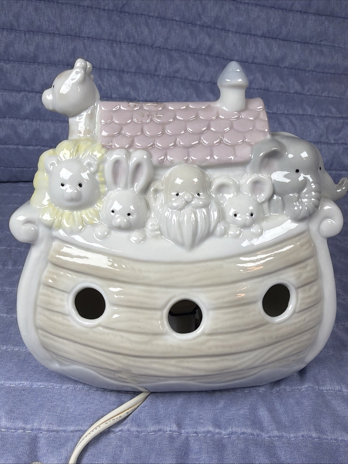 Vintage Enesco Precious Moments NOAH\'S ARK Porcelain Night Light Lamp 1988-92