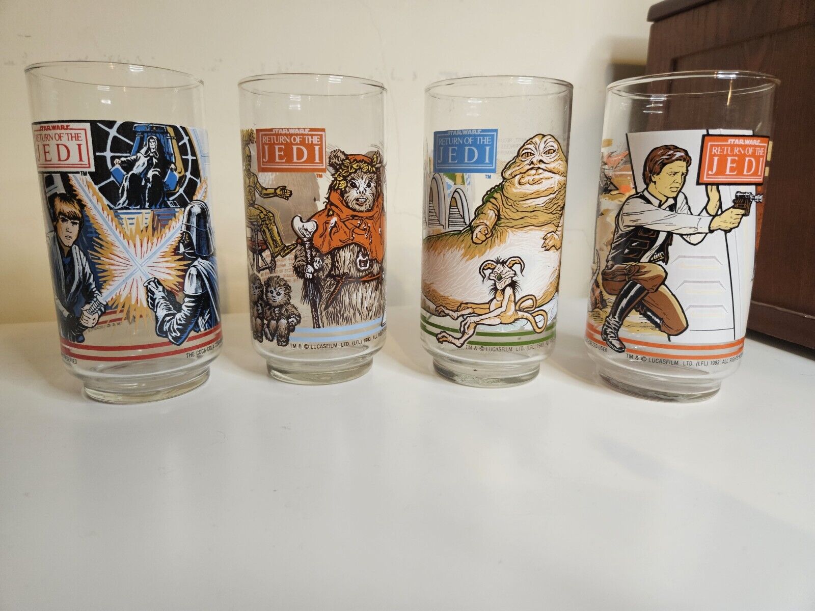1983 Star Wars Return of the Jedi Burger King Glasses Complete Set of 4 