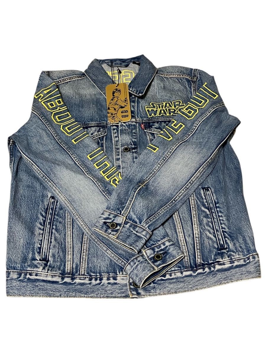 Levi's x Star Wars Denim Jacket L Size New with Tags Logo Print Sleeve Levi's x Star Wars Denim Jacket L Size New with Tags Logo Print Sleeve