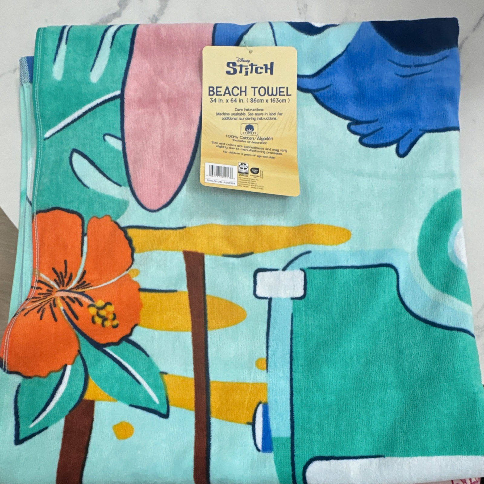 Disney Stitch Stitch Disney Beach Towel 34 x 64 in 100% Cotton