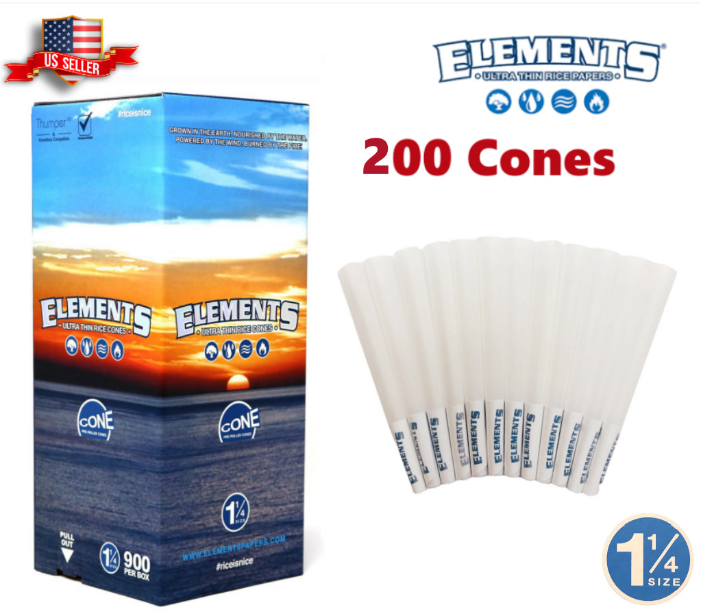 Elements Ultra Thin Rice Cones 1 1/4 Size 200 Pack & Fast Shipping