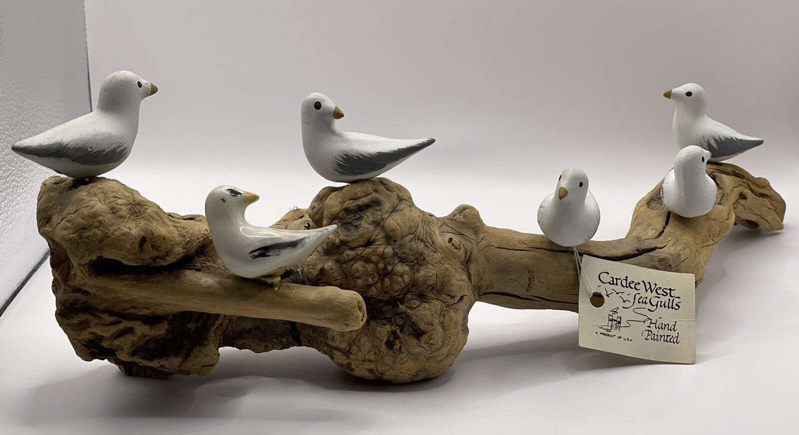 Cardee West Burl Drift Wood Porcelain Sea Gull Sculpture Handmade USA Shorebird