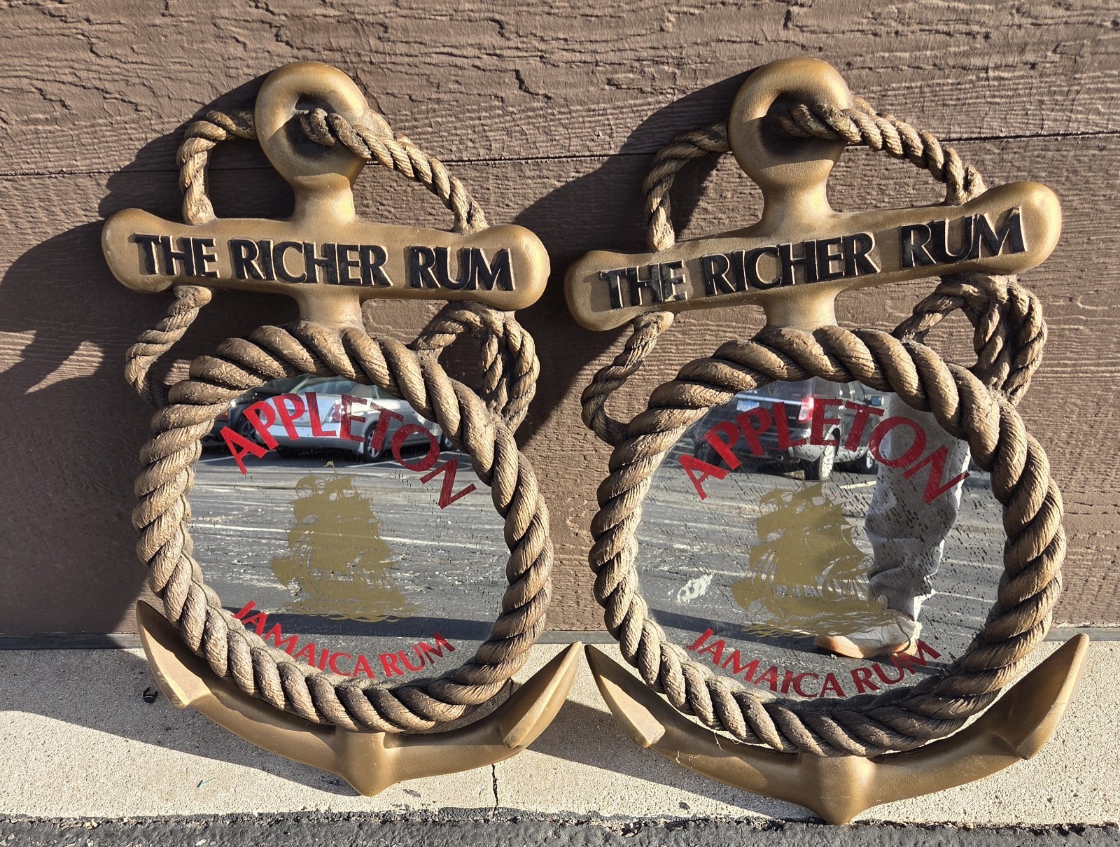 Vintage Appleton Jamaican Rum Nautical Anchor Wall Mirror Set of 2 The Richer...