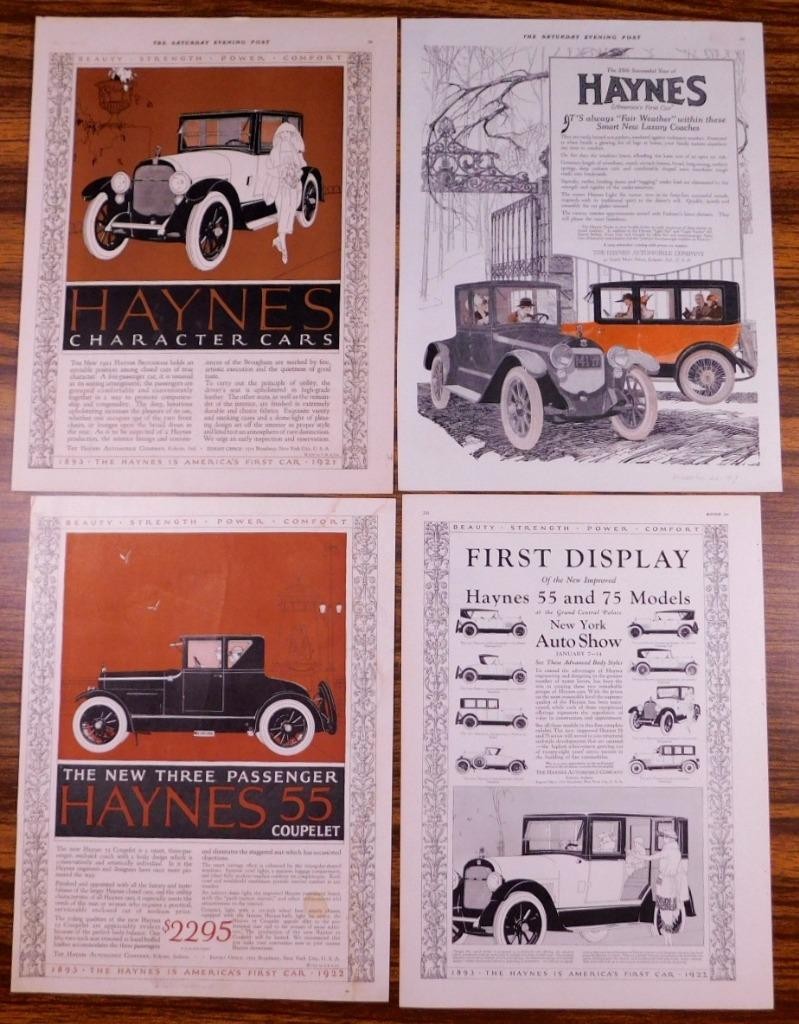 4 Early Haynes Automobile Ads Teens & 20\'s WB-3