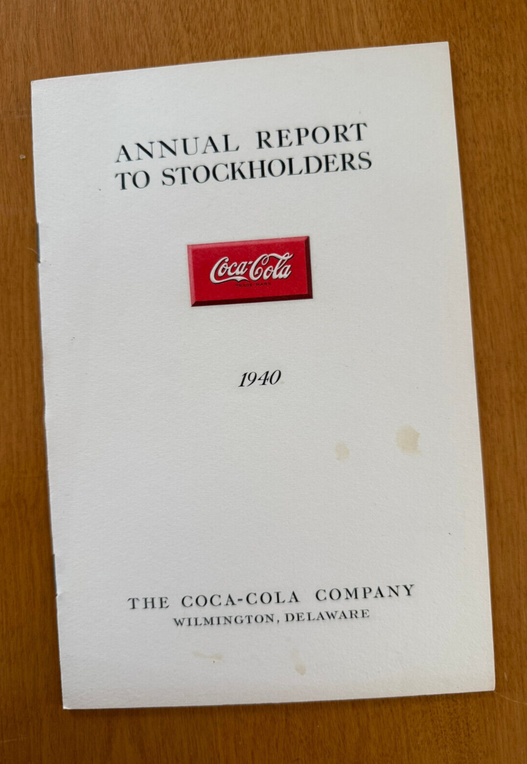 Vintage Coca Cola Company 1940 Annual Report To Stockholders-Rare- Great Cond.