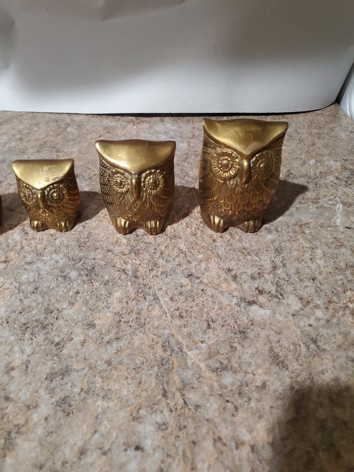 Vtg 3 Pc Solid Brass Owl Figurines Set Made in Korea - 1.75\ Vtg 3 Pc Solid Brass Owl Figurines Set Made in Korea - 1.75\