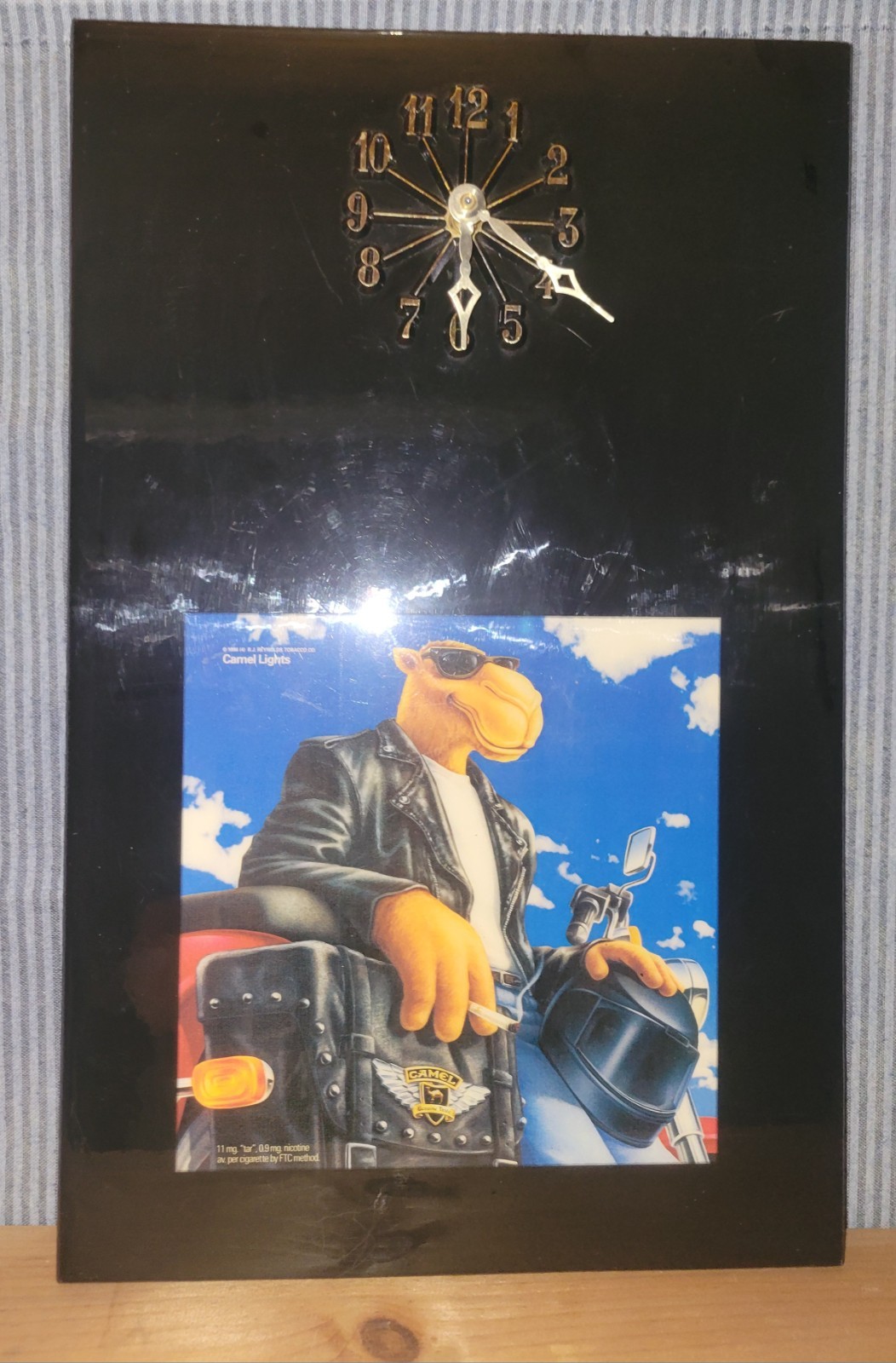 Vintage Joe Camel Wall Clock Biker Motorcycle Smoking Camel Cigarettes 19x12