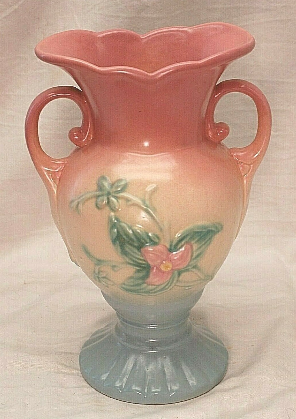 Hull Art Pottery Vase Art Deco Wild Flowers Double Handle W-14 Vintage 1940s