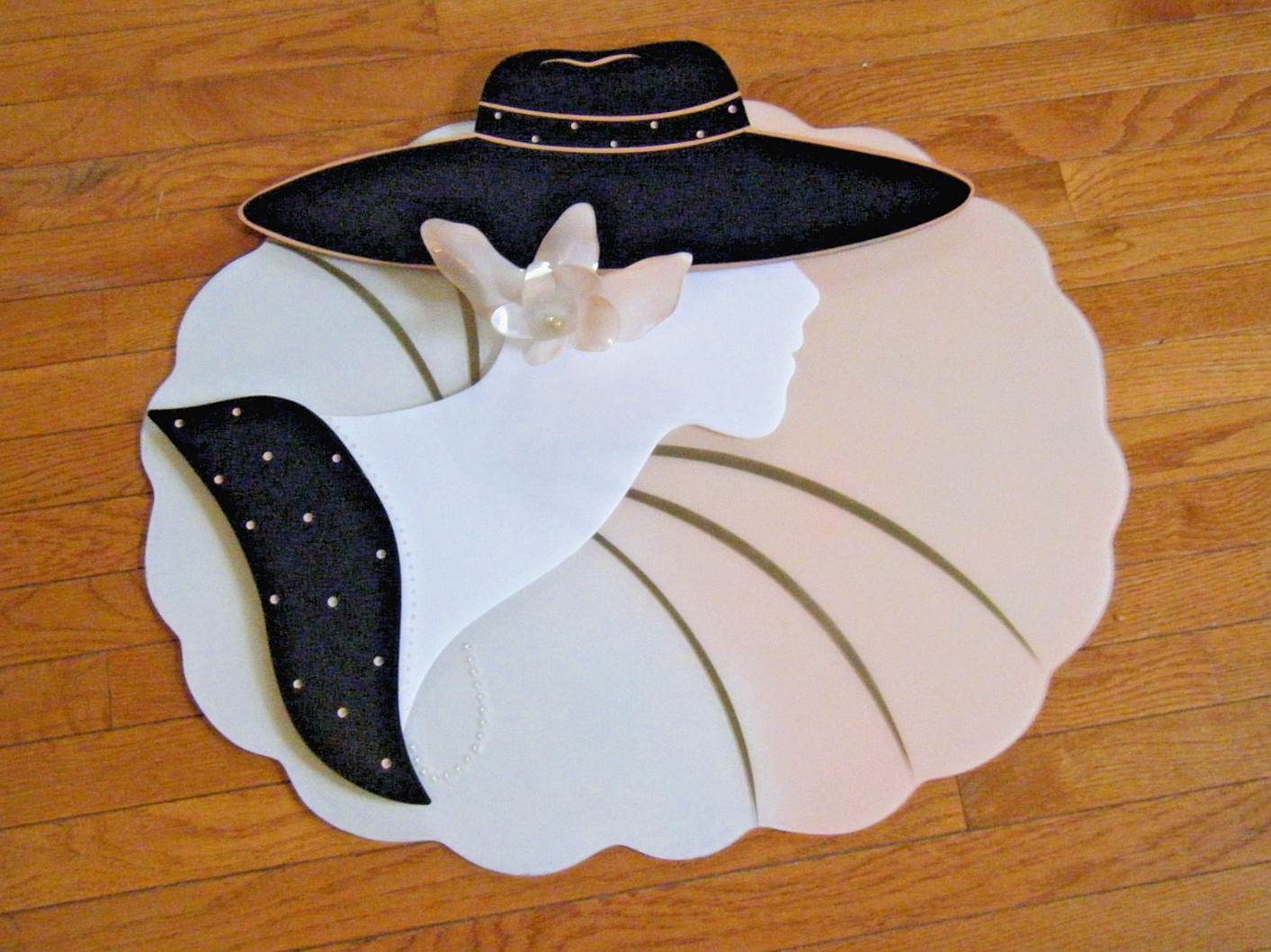 Vintage 80s Modern Lucite / Acrylic Pretty Glam Woman Hollywood Regency Wall Art