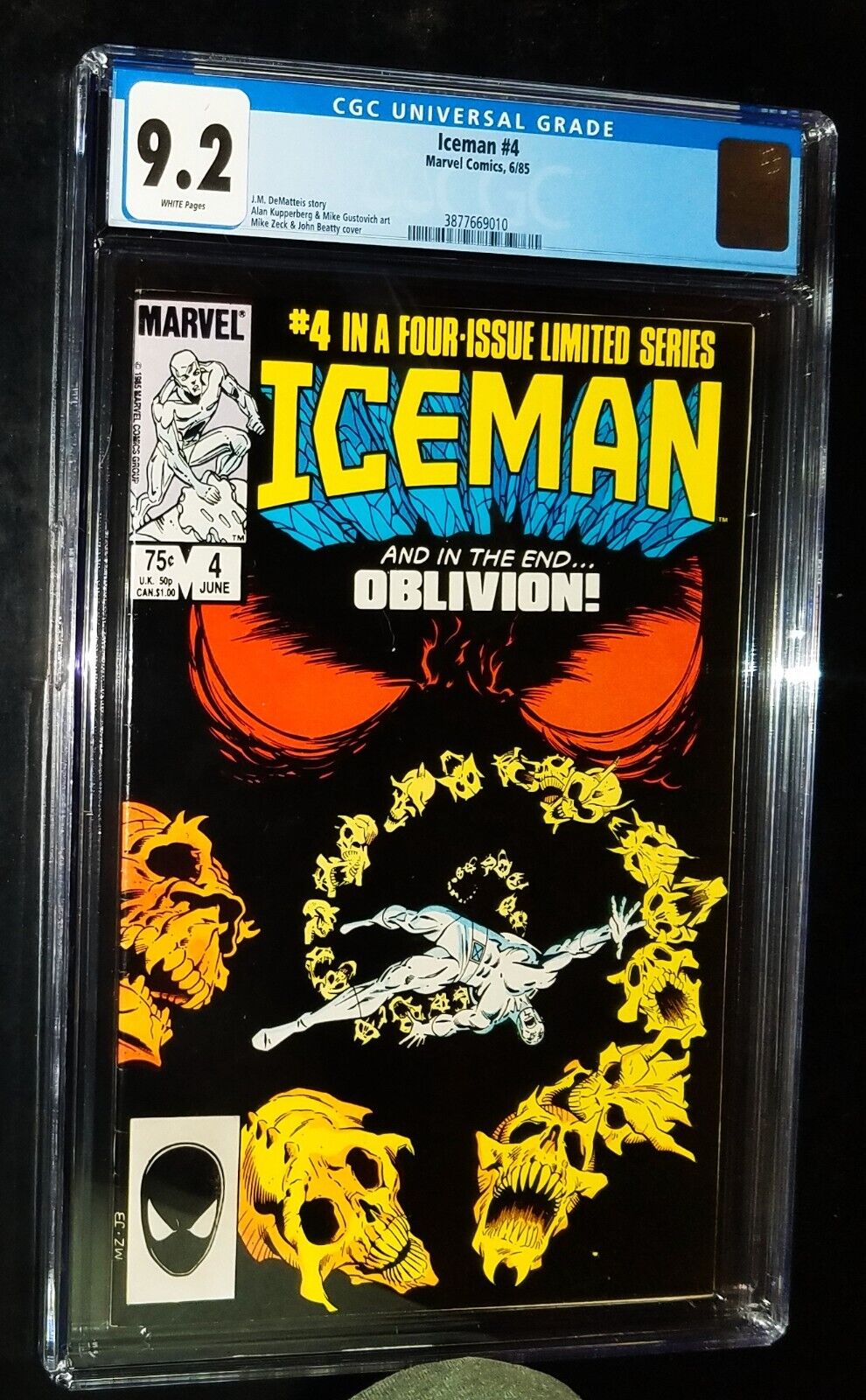 CGC ICEMAN #4 1985 Marvel Comics CGC 9.2 Near Mint- White Pages