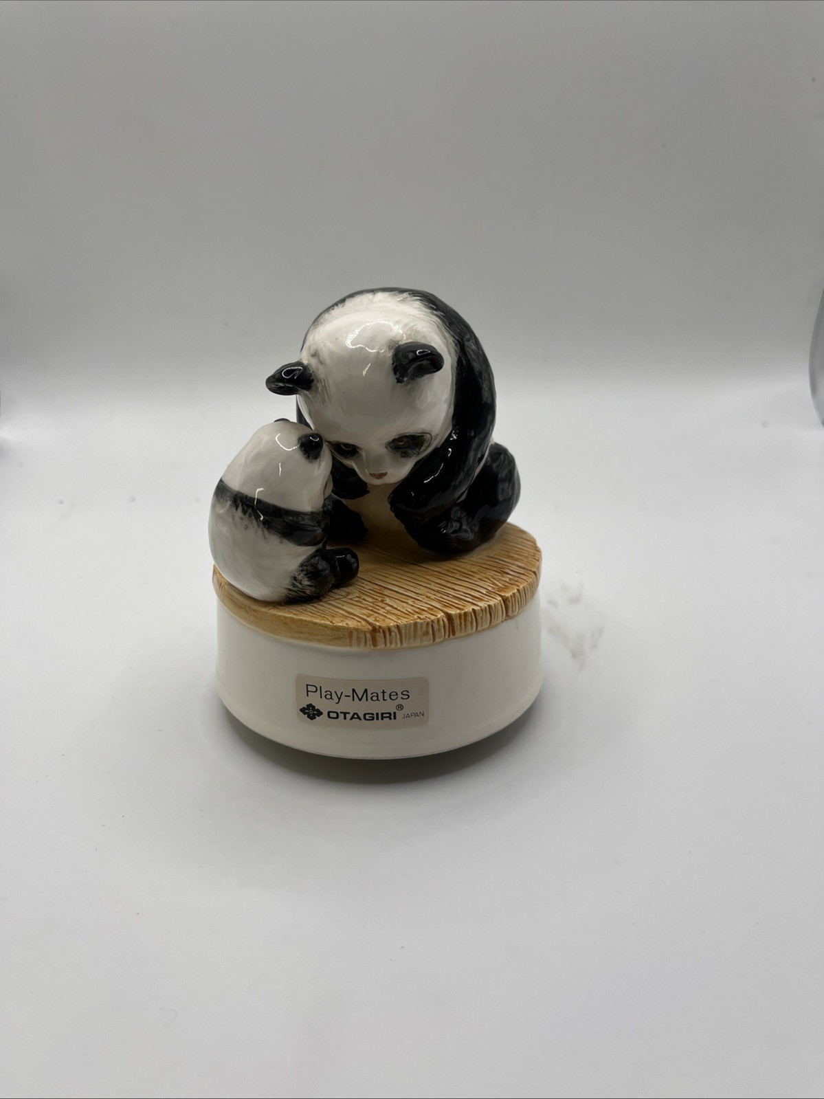 Panda Bears Otagiri Vintage Japan Music Box Play-Mates Mom Baby Song Musical