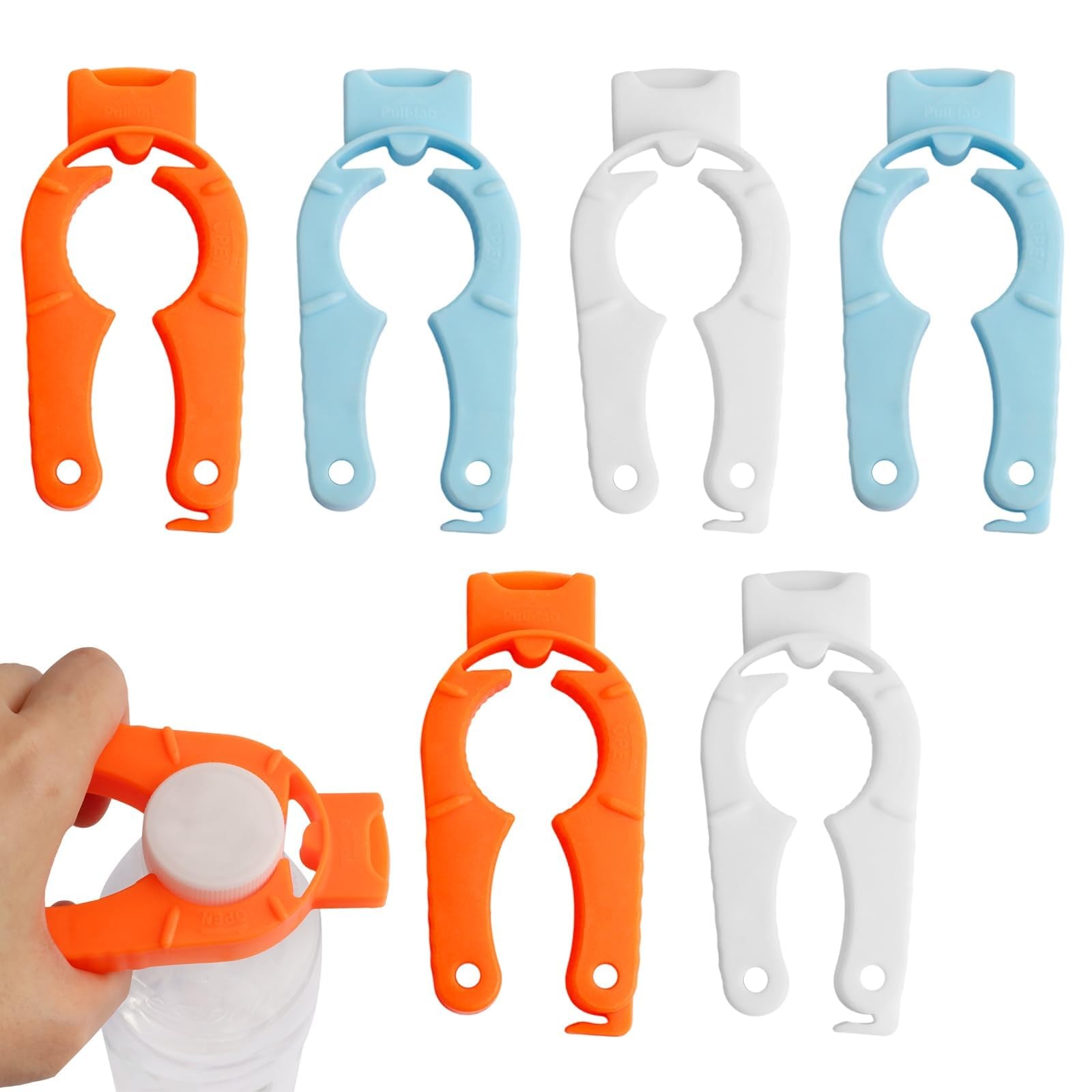 6 Pack Plastic Bottle Cap Opener – Easy-Grip Water/Soda Can Opener for Arthritic
