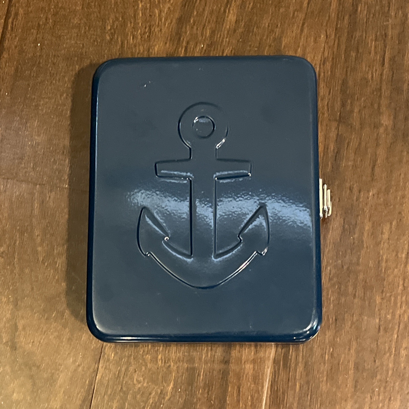 VTG Blue Anchor Storage Metal Box Hinged Ocean Boat Nautical Wall Mount Hanging