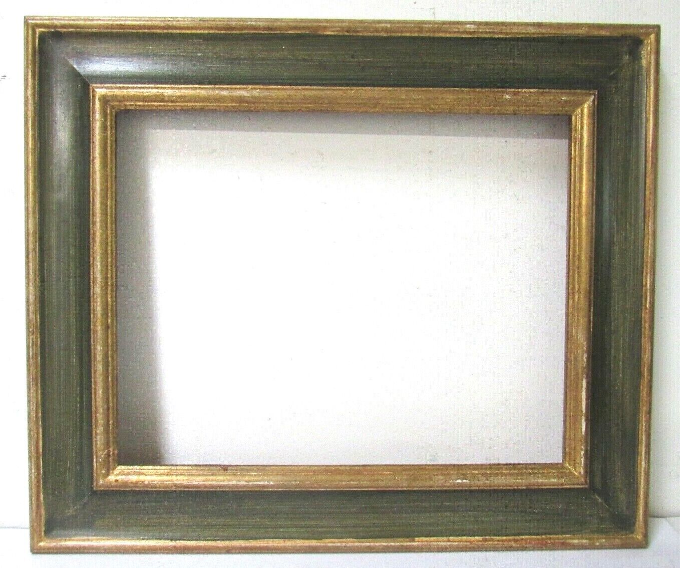 VINTAGE GREEN / GILDED WOOD FRAME FOR PAINTING 14 1/2 X 11 1/2  INCH  (d-28)