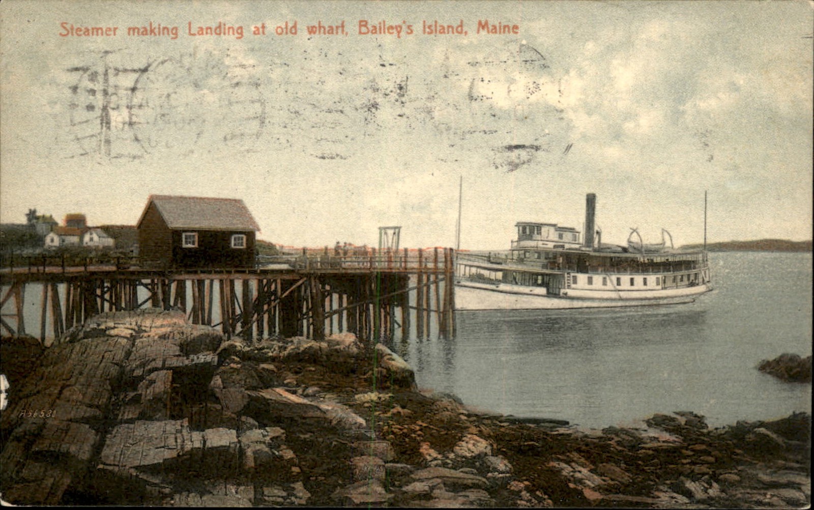Bailey\'s Island ME Steamer at Old Wharf c1910 Vintage Postcard