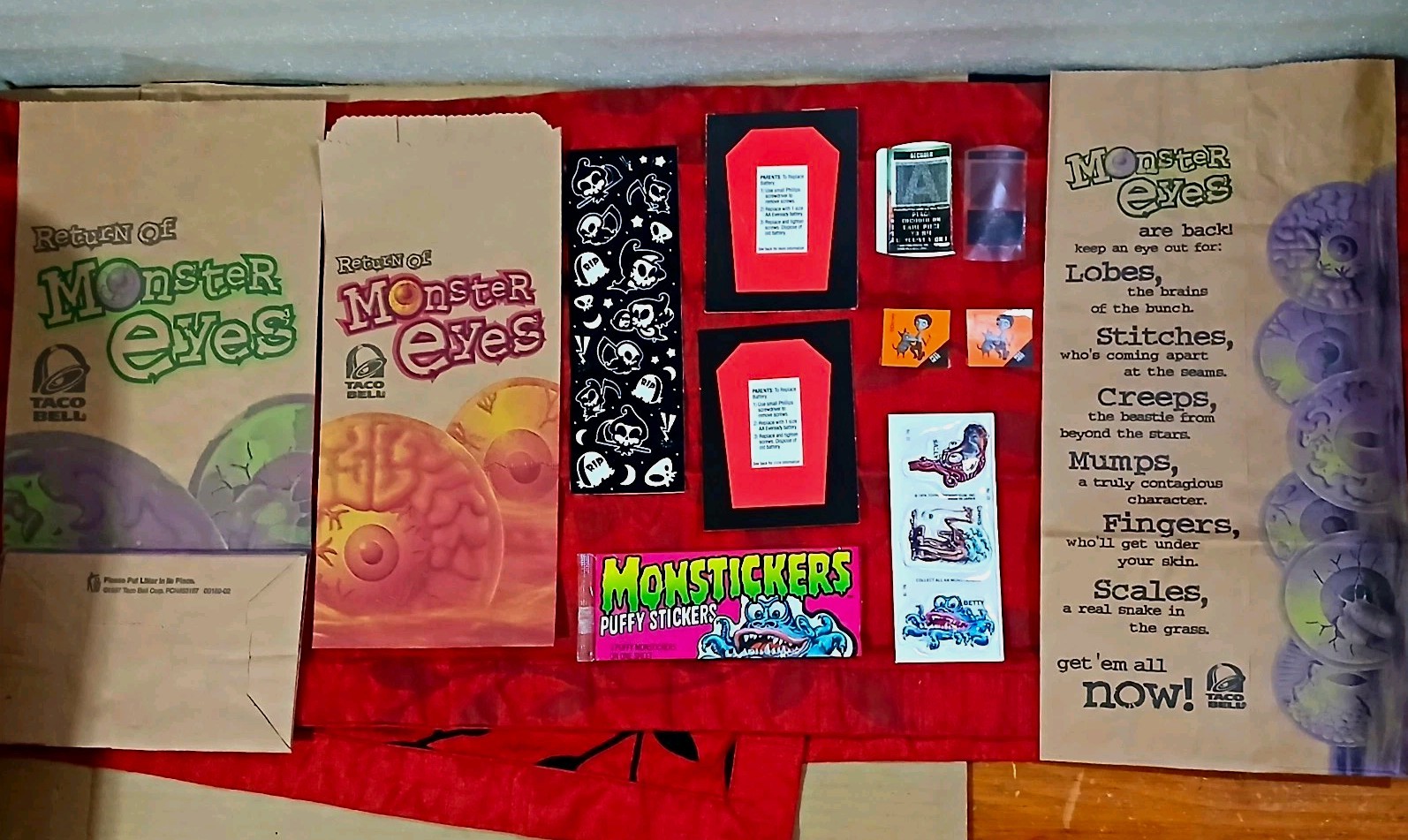 Vintage Halloween Promo Lot Taco Bell Monster Eyes Godzilla Lisa Frank Topps