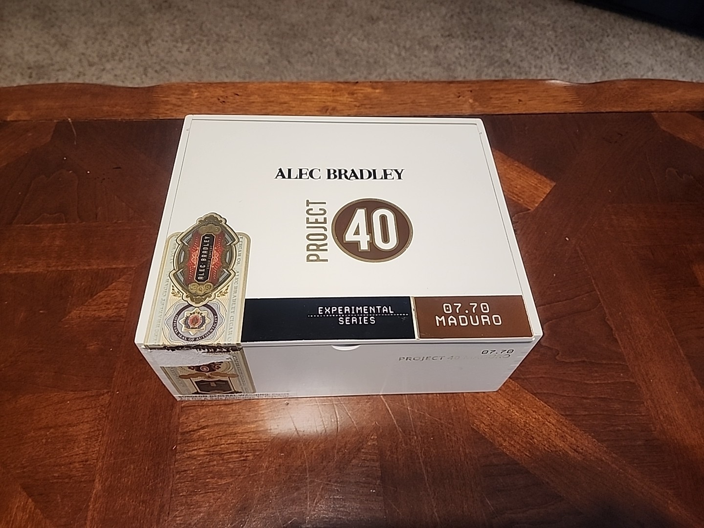 Alec Bradley Project 40 Maduro 7x70 Empty Wooden Cigar Box 9¼x7⅝x3⅞ Rare