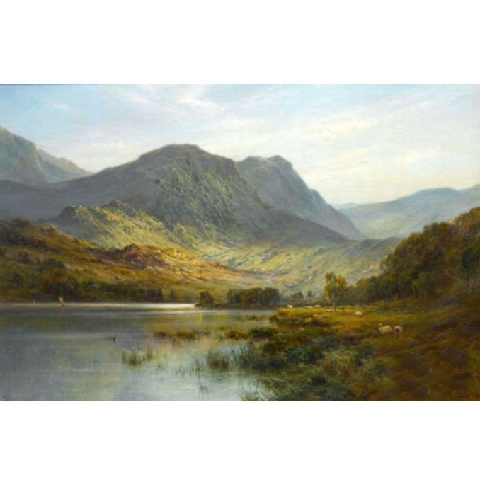 Large Oil Painting landscape A Scotch Lake mountains on canvas Handpainted art