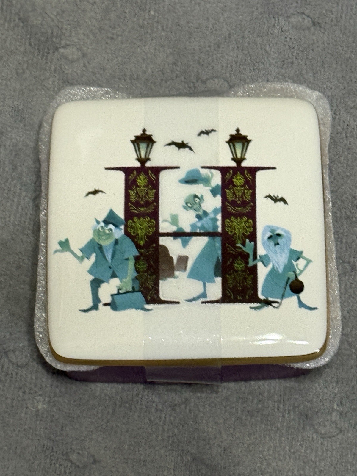Disney Parks H Is For Haunted Mansion Trinket Box Ceramic ABC Collection NEW