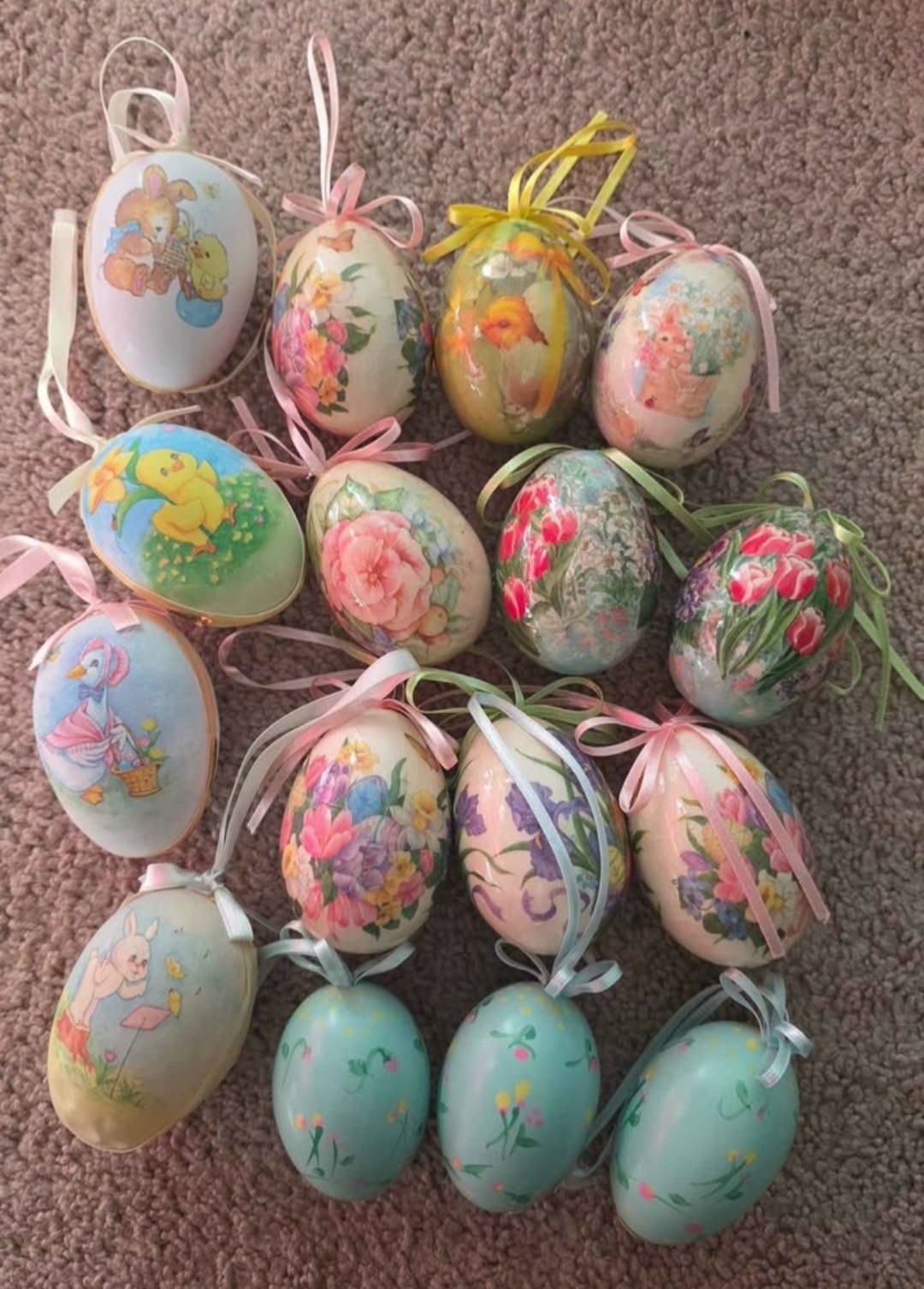 Vintage Hand Painted German Osterbaum Easter Eggs And Sugar Stiffened Baskets Vintage Hand Painted German Osterbaum Easter Eggs And Sugar Stiffened Baskets